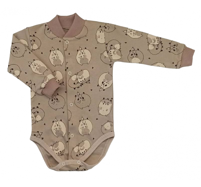 Боди 5086/61 хомяки на коричневом, дл.рук